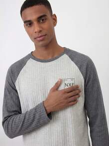 Snug League 2 piezas Conjunto de pijama de hombre de manga larga y cuello redondo de algodón + pantalones, ropa de estar en casa transpirable y que absorbe la humedad para primavera y otoño, ropa de otoño e invierno - Beis - Ver 3