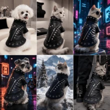 1pc Black Cat & Dog Windproof Vest Jacket For Chihuahua Teddy Pet - Black - View 5