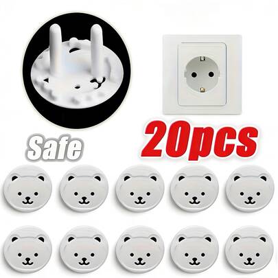 20pcs/10pcs/1pc Cute Bear Baby Proofing Socket Covers, EU Standard Baby Safety Plug Protectors, Easy To Install Child Safety Guards, Ideal Newborn Baby Shower Gift For Toddler Safety