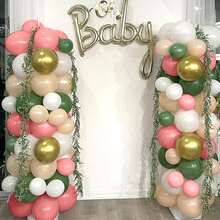 61/31pcs Green & Gold Balloon Set, Deep Green Pearl Lime Green Metallic Gold White With Foil Confetti Latex Balloons, Light Green Gold White Balloons, Suitable For Jungle Dinosaur Theme Birthday, Baby Shower, Wedding Party Decoration - Set - View 9