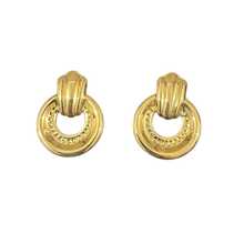 1 Pair Vintage Retro Stainless Steel Vertical Stripe Double Hoop Earrings For Women, Daily Commute Jewelry - Multicolor - View 6