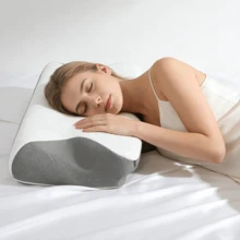 Ergonomic Memory Foam Pillow For Cervical Neck Shoulder Orthopedic Pain Relief, White & Grey - White & Grey - View 11