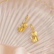 1 par de pendientes con colgante de zorro retro y lindo, joyería de moda estilo bohemio adecuada para uso diario y fiestas - Amarillo Oro - Ver 1