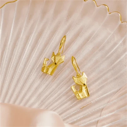 1 par de pendientes con colgante de zorro retro y lindo, joyería de moda estilo bohemio adecuada para uso diario y fiestas