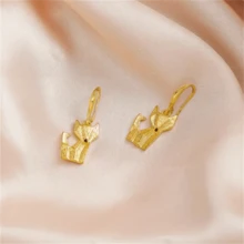 1 par de pendientes con colgante de zorro retro y lindo, joyería de moda estilo bohemio adecuada para uso diario y fiestas - Amarillo Oro - Ver 3
