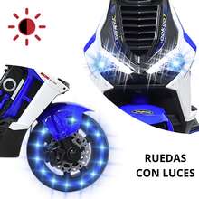 Joykoo Motocicleta Eléctrica Montable para Niños Luces LED Bluetooth Llantas de Equilibrio Batería 12V Diseño Sport - AZUL - Ver 2