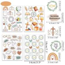 77/154pcs German Sticker Sets | Confirmation Decorative Stickers | 4/8 Stickers For Confirming Communion Gifts Filled With Love For Girls And Boys | Baptism Stickers For Guest Books And Albums - Multicolor - View 2