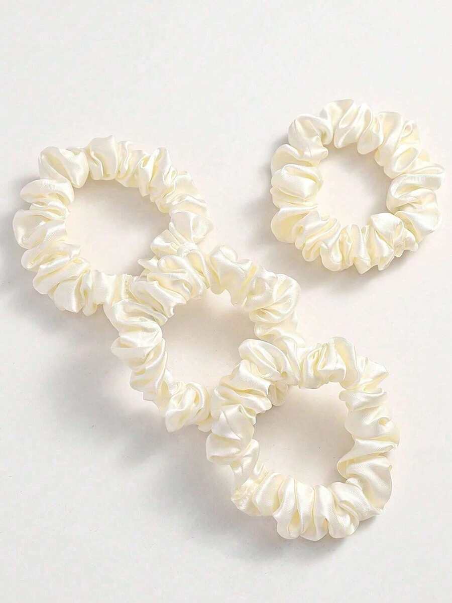 Set de 4/6/12 piezas de Scrunchies de satén, lazos de pelo versátiles y minimalistas, no dañan el cabello, adecuados para coleta alta, moño, uso diario, ir al trabajo, citas, viajes. Accesorios de viaje, bandas elásticas para el cabello, cuerda elástica para el cabello, lazos de pelo, para festival, fiesta - Blanco - Ver 1