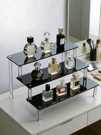 1 hộp đựng mỹ phẩm nhiều tầng bằng acrylic đen, hộp đựng nước hoa và phụ kiện trang điểm nhiều tầng, thích hợp để trưng bày mỹ phẩm, chăm sóc da, trên bàn làm việc, phòng khách, phòng tắm, phòng ngủ, du lịch, trang trí nhà cửa, dung tích lớn, trang trí phòng trang điểm, túi đựng mỹ phẩm, vật dụng cần thiết khi đi du lịch.