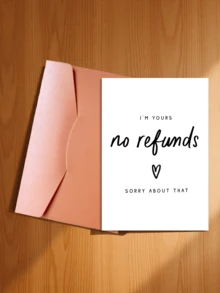 1pc "I Am You, No Refund" Cute & Heartwarming Anniversary Greeting Card, Suitable For Partner (Random Color Envelope Included), Back To School, School Supplies - "I'm Yours No Refunds" - View 7