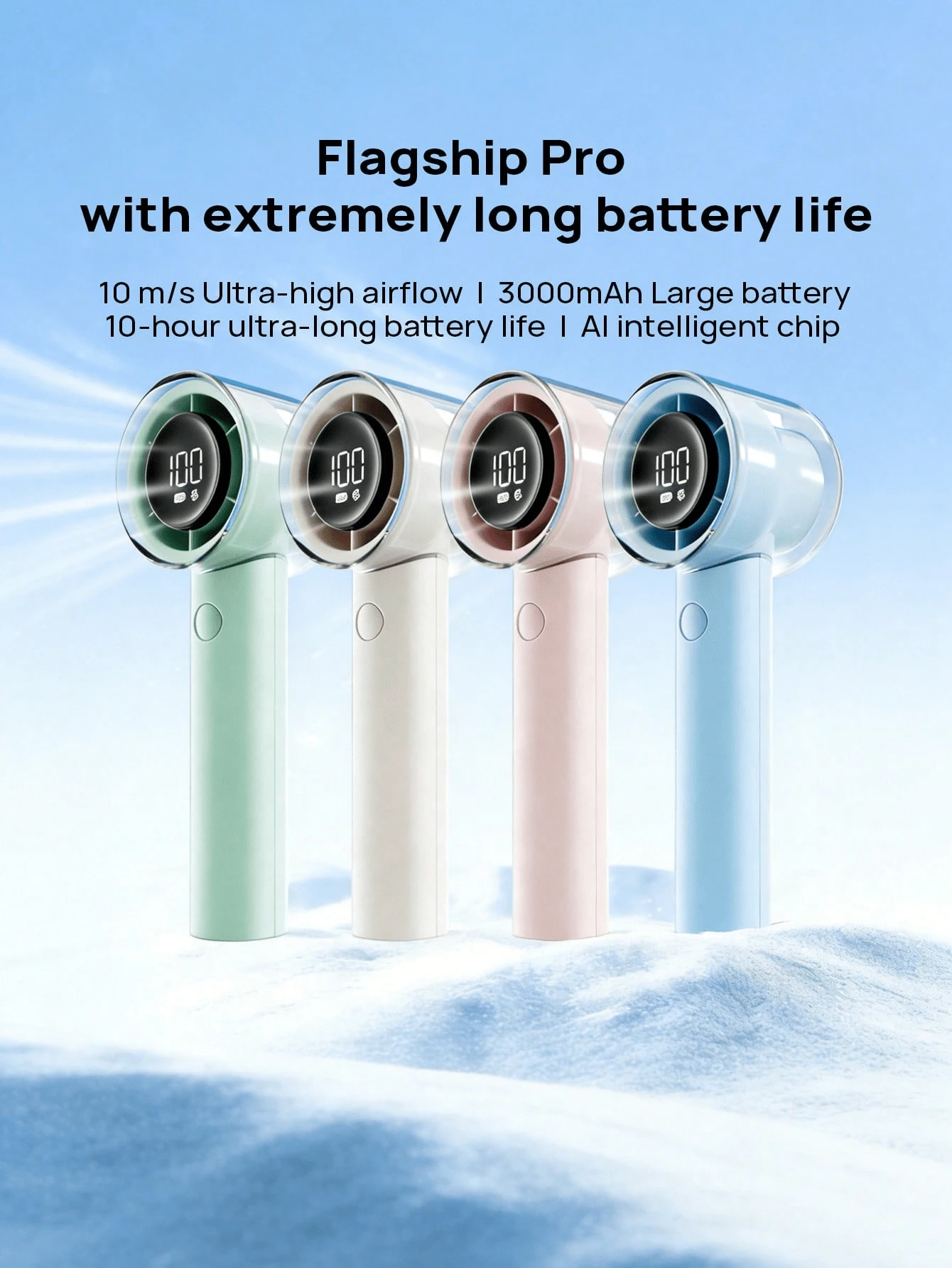 PHILIPS ACR3242 High-Power Handheld Fan With 16-Hour Long Battery Life, 100 Speed Settings, USB Rechargeable, LED Digital Display, Outdoor Sports Fan - Handheld Fan - View 1