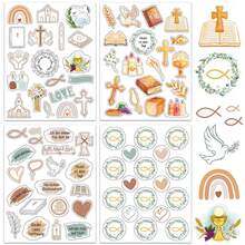 77/154pcs German Sticker Sets | Confirmation Decorative Stickers | 4/8 Stickers For Confirming Communion Gifts Filled With Love For Girls And Boys | Baptism Stickers For Guest Books And Albums - Multicolor - View 8