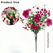 1 Bouquet Artificial Dwarf Petunia Outdoor Windproof & Waterproof Fake Plants - Vivid Purple, Pink & White, High-Quality Plastic Hanging Decor, Balcony & Patio Planter, Spring & Summer Decoration, Wedding & Event Arrangement, Thanksgiving Decor, Durable Artificial Flowers (No Container) - Multicolor - View 8