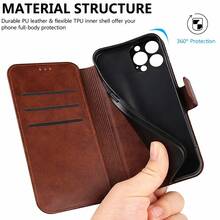 Yellow Background & Black Leopard Print This Patterned, Magnetic Flip-Cover Phone Case With A Built-In Card Slot Is Crafted From Leather And Is Compatible With The  17, 17 Pro Max, 17 Air, 16, 15, 14, 13, 12, And 11 Series Models. It Makes An Ideal Gift For Christmas, New Year's, Valentine's Day, And Easter-A Perfect Choice For Your Boyfriend, Girlfriend, Or Family Members. - 棕色 - 查看 6