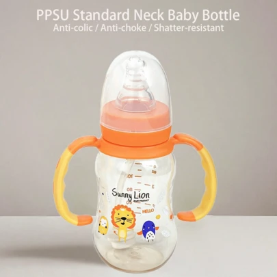 1 pieza/2 piezas Biberón de PPSU para bebé, tetina de silicona, diseño anti-cólico, bola de gravedad de 360°, asa ergonómica, resistente al calor y al impacto, fácil de limpiar, diámetro de 3,5 cm, adecuado para alimentación diaria de bebés e infantes