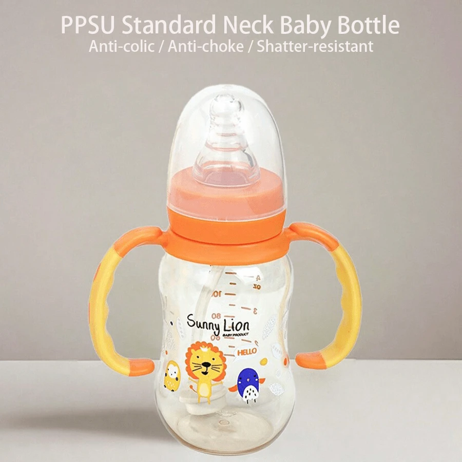 1个/2个PPSU婴儿奶瓶，硅胶奶嘴，防胀气设计，360°重力球，符合人体工学的手柄，耐热耐冲击，易于清洁，直径3.5厘米，适合婴幼儿日常喂养 - 彩色 - 查看 1
