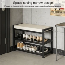 Lislark Heavy Duty Shoe Bench Stool Shoe Cabinet Storage Rack Cabinet Bench Rack Organiser Rack With Cushion Seat For Hallway Foyer - 白色-80*25*43cm - 查看 7