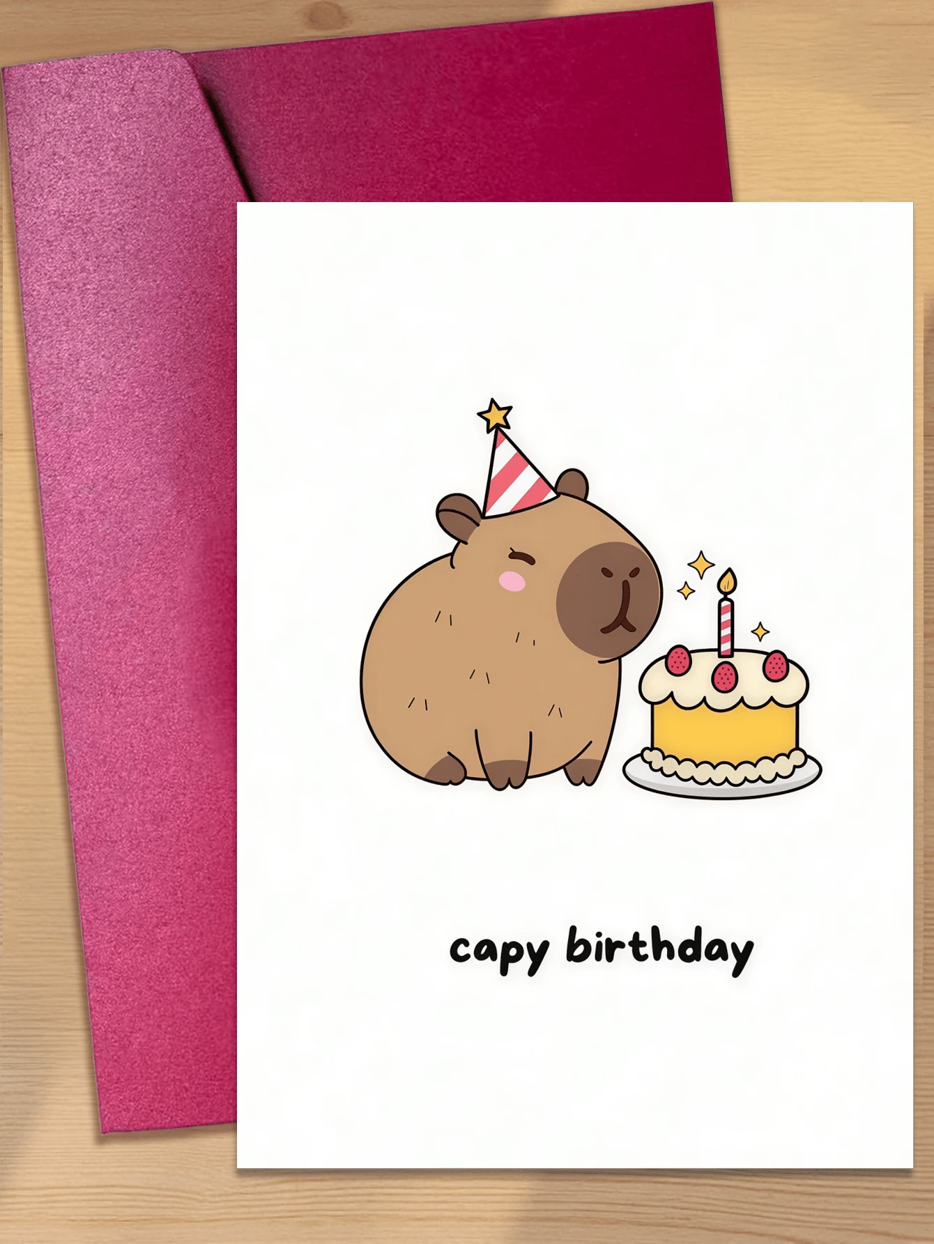 Cute Capybara Birthday Card With Envelope - Funny Cartoon Animal Design, Suitable For Anyone, Celebration Card, Great For Best Friends And Loved Ones - A - View 1