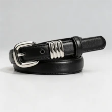 Thắt lưng nữ kiểu Y2K, thắt lưng da mỏng khóa bạc cổ điển, thắt lưng eo cho váy denim, phụ kiện thời trang thẩm mỹ thập niên 90. - A - Xem 8