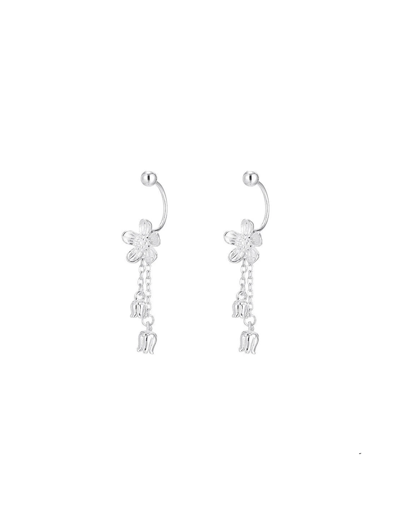 Pendientes de plata pura con lirio del valle, pendientes elegantes y versátiles de estilo natural para viajes, uso casual, bodas - Multicolor - Ver 1