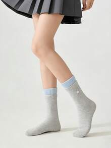 1/4 đôi tất mùa hè mỏng, đơn giản, có gân, cổ tay bo chun và cài nút, dài đến giữa bắp chân. - Nhiều màu - Xem 14