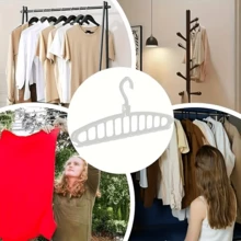 1pc Rotatable 11-Hole Clothes Hanger Organizer, Multi-Functional Seamless Hanger, Magic Folding Clothes Rack, 360° Rotation, Foldable Plastic Seamless, Non-Slip Drying Rack, Suitable For Dorm And Home Wardrobe Storage, Drying Clothes, Dorm Organization, Bedroom Storage, Compact Design, Simple Storage, Durable Plastic, Sturdy Structure, Scarf Hooks, Accessory Storage, Home Storage, Apartment Resident - View 12