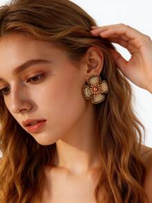 1 Đôi bông tai hoa hướng dương đan thủ công, kiểu dáng nhẹ nhàng, phù hợp cho học sinh, đi chơi, chụp ảnh, sinh hoạt hàng ngày ở trường, đi nghỉ cùng bạn gái, kỳ nghỉ biển, tiệc sinh nhật, lễ hội âm nhạc, trang phục lấy cảm hứng từ thiên nhiên. - Màu Khaki - Xem 9