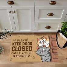 1pc Whimsical Cartoon Cat Door Mat - Non-Slip, Polyester Welcome Mat With Playful Feline Design, Ideal For Home Entrance, Bathroom, Laundry Room, Bathroom Mat | Playful Cat Design | Durable Mat, Cat Decor - (4) - View 11