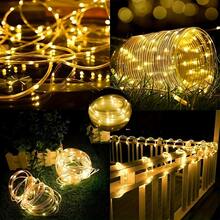 Luces solares LED tipo tubo, 8 modos de iluminación, IP65 resistente al agua, luces solares flexibles y doblables para jardín exterior, piscina, fiesta, boda, Navidad, decoración de vallas - Tubo de luz transparente - Ver 4
