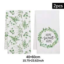 Bộ 2 khăn lau bếp họa tiết lá xanh và chữ tối giản, kích thước 40*60cm, chất liệu microfiber mềm mại, thích hợp cho nấu nướng, nướng bánh, lau dọn, gia đình, nhà hàng, cắm trại, dùng trên bàn ăn, rửa chén, làm quà tặng ngày lễ. - Nhiều màu - Xem 11