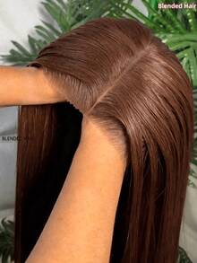 7x5 Inch Seamless Knot-Free High Definition Clip-In Brazilian Straight Hair Extensions, 200% Density, 26 Inch Length, No Glue Required - Brown - View 2