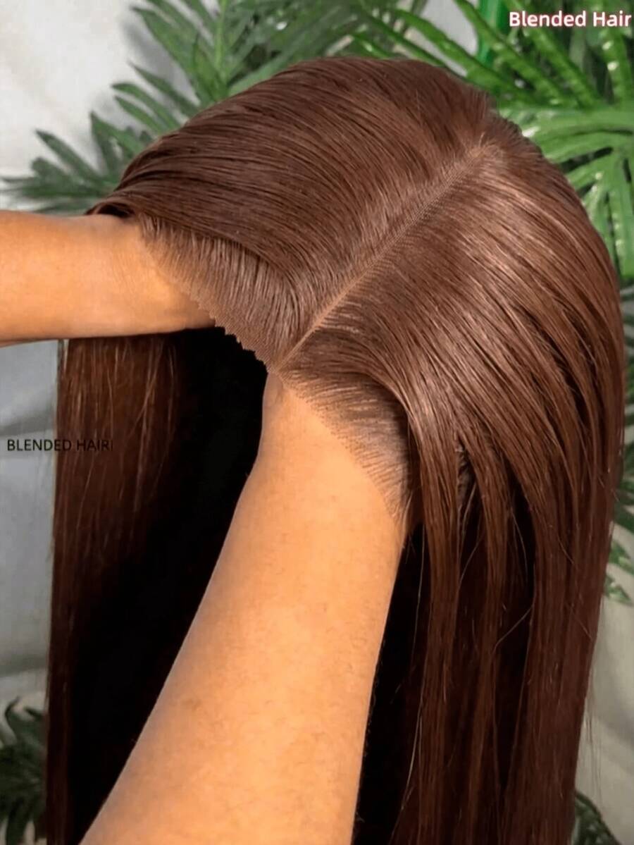 7x5 Inch Seamless Knot-Free High Definition Clip-In Brazilian Straight Hair Extensions, 200% Density, 26 Inch Length, No Glue Required