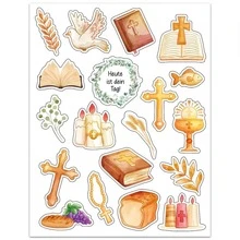 77/154pcs German Sticker Sets | Confirmation Decorative Stickers | 4/8 Stickers For Confirming Communion Gifts Filled With Love For Girls And Boys | Baptism Stickers For Guest Books And Albums - Multicolor - View 4