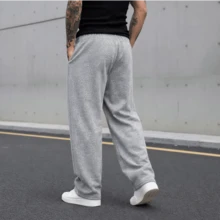 Wide Leg Pants With Flame Print And Stylish Lettering - Wide Leg Pants For Winter - Grey - View 2