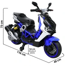 Joykoo Motocicleta Eléctrica Montable para Niños Luces LED Bluetooth Llantas de Equilibrio Batería 12V Diseño Sport - AZUL - Ver 5