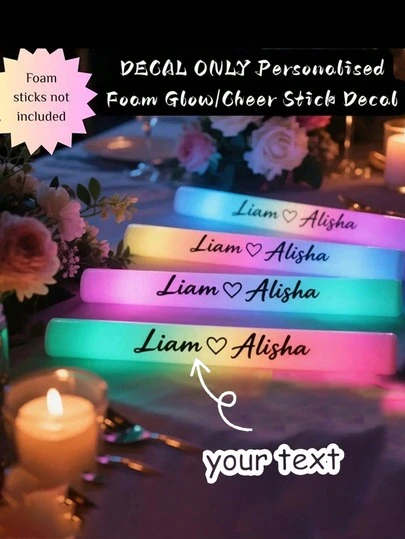 Custom Size 20cm X 4cm Glow-In-The-Dark Halloween Christmas Labels/Stickers, Customized Stickers For Names, Cheerleaders, Suitable For Weddings, Bridal Parties, Birthdays, Music Concerts, DJ Events, Luminous Stickers