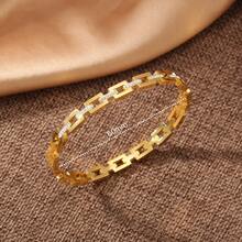 3件套18K镀金不锈钢几何链条手链套装，镶嵌水钻，经典链条设计，层叠造型，适合日常佩戴、约会、送礼 - 内径：52/60/64毫米 - lxft-01 - 查看 10