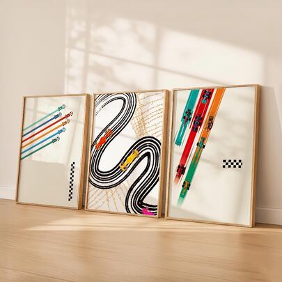 1/3pcs Vintage Racing Wall Art Picture Modern F1 Prints Canvas Paintings Retro Race Car Poster Modern Minimalist Race Track Wall Decor For Man Cave Garage Living Room Home Decoration Gift For Her Unframed