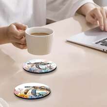 6pcs Watercolor Sea Turtle Coaster Set, Coral Heatproof Absorbent Coasters, Home Decor & Gift - Multicolor - View 5