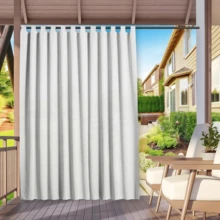2 Panels Premium Oxford Outdoor Waterproof Curtains, Countryside Style Light Filtering Panels With Tab Top For Gazebo, Prvacy Protection Weatherproof Solid Color Outside Decor All-Season Curtains For Porch, Patio, Pergola, Gazebo - White - View 9