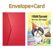 Cute Shih Tzu Dog: 1pc Birthday/Christmas/Valentine' Card With Party Hat & Balloons - Name Pet Lover Greeting Card Suitable For Anyone Who Loves Dogs - Multicolor - View 5