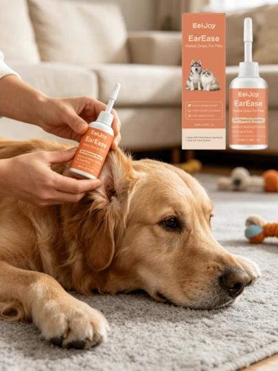 Herbal Pet Ear Drops, Gentle Ear Canal Cleansing And Moisturizing Care For Pets