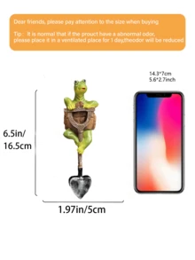 1pc Frog Figurine With Shovel, Cute Garden Statue For Outdoor Patio, Yard, Lawn, Pond, Aquarium, Micro Landscape, Desk Decor, Waterproof Animal Sculpture, Whimsical Garden Ornament, Home & Garden Accent, Perfect For Bonsai, Terrarium, Tabletop Display - Multicolor - View 11