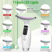 3 Modes 7 Lighting Positions Neck Massager, Rechargeable 400mAh Battery, Vibration & Heating Massage, Skincare Beauty Device, Ideal Gift For Women - Multicolor - View 4