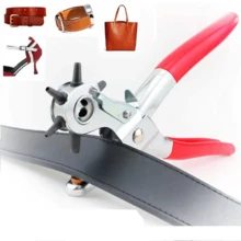 1个多功能皮革打孔器，易于使用的钢制打孔器，适合家庭使用 - 紅色 - 查看 4