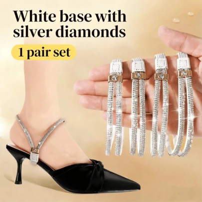 1 par de cordones de doble uso, sandalias de tacón alto sin correas, cordones antideslizantes, sin instalación, de lujo ligero, con elasticidad ajustable