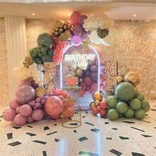 61/31pcs Green & Gold Balloon Set, Deep Green Pearl Lime Green Metallic Gold White With Foil Confetti Latex Balloons, Light Green Gold White Balloons, Suitable For Jungle Dinosaur Theme Birthday, Baby Shower, Wedding Party Decoration - Set - View 7