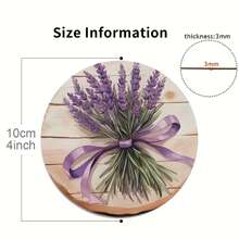 6pcs Romantic Lavender Coasters, Purple Floral Ribbon Non-Slip Cup Mats, Coffee Cup Heat Insulation Pads, Home Decor & Gift - Multicolor - View 3