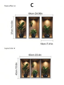 3D逼真绿色植物墙贴，自粘防水墙面装饰，北欧ins风，出租房装修，无需钻孔，客厅卧室墙贴 - 牆貼 - 查看 11