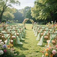 12pcs/Set Wedding Satin Ribbon & Tulle Chair Sash Decor, 20*275cm DIY Bow Knot Celebration Decoration, Solid Color Reusable Washable Outdoor Anniversary Event Supplies, Rectangular - Green - View 5